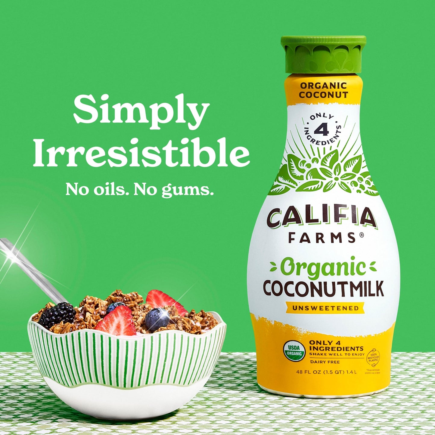 Califia Farms - Organic Unsweetened Coconut Milk, 48 Oz, Dairy Free, Vegan, Plant Based, Non GMO, Low Calorie, USDA Organic