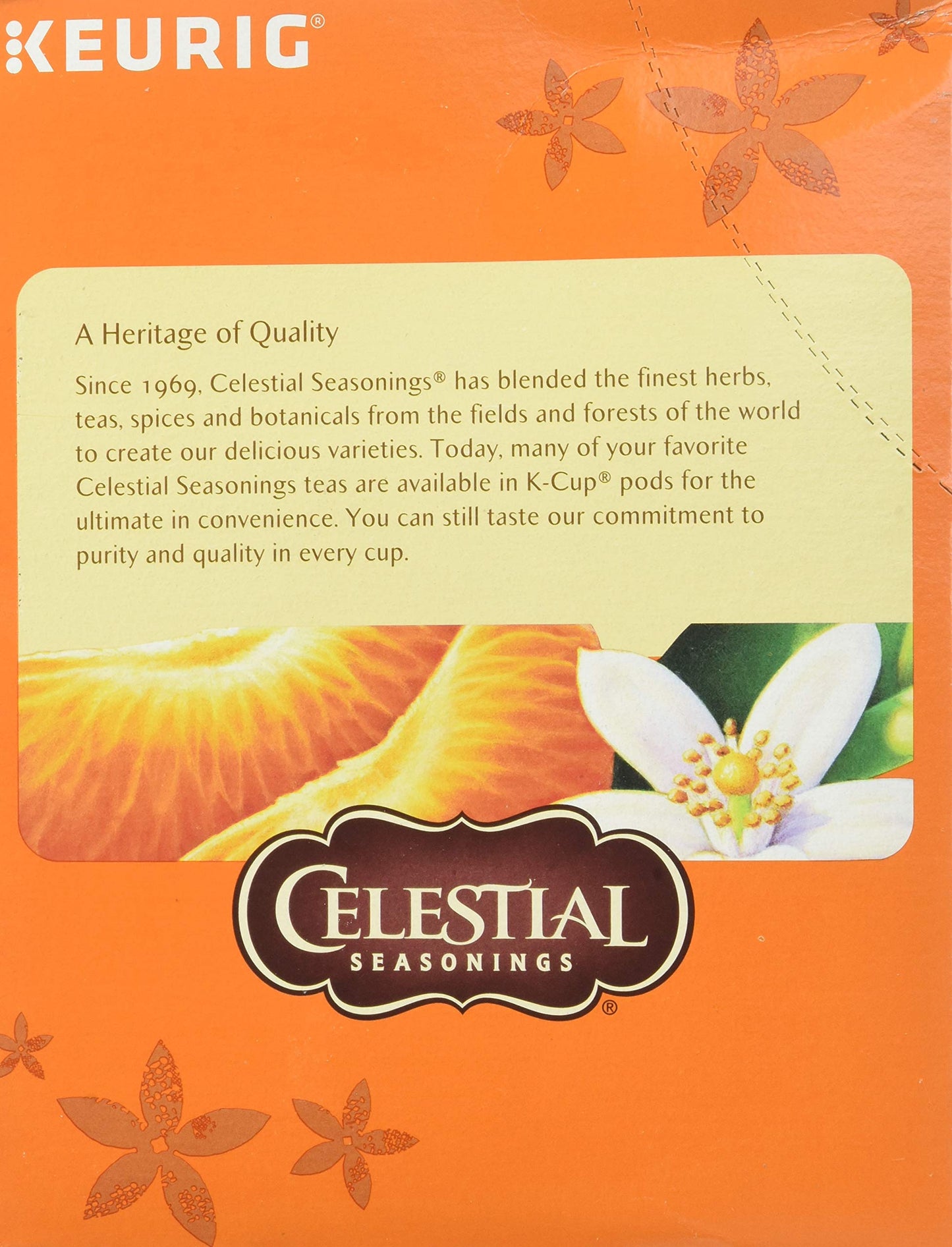 Celestial Seasonings Mandarin Orange Spice Herbal Tea K-Cup, 24 Count, Orange, Model 74-14735