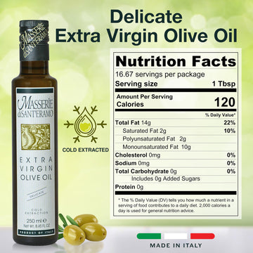 Delicate Italian Extra Virgin Olive Oil Cold Pressed - Light Olive Oil For Cooking And Frying, Imported From Italy - Masserie Di