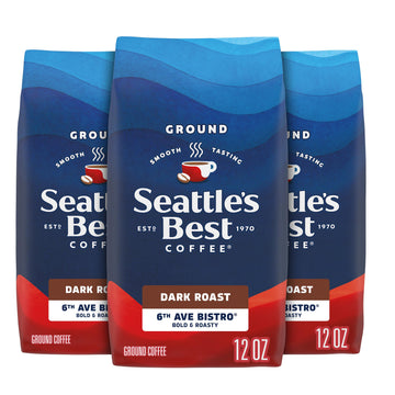 Seattles Best Coffee, Dark Roast Ground Coffee, 6th Ave Bistro, 100% Arabica, 3 Bags (12 oz Each)