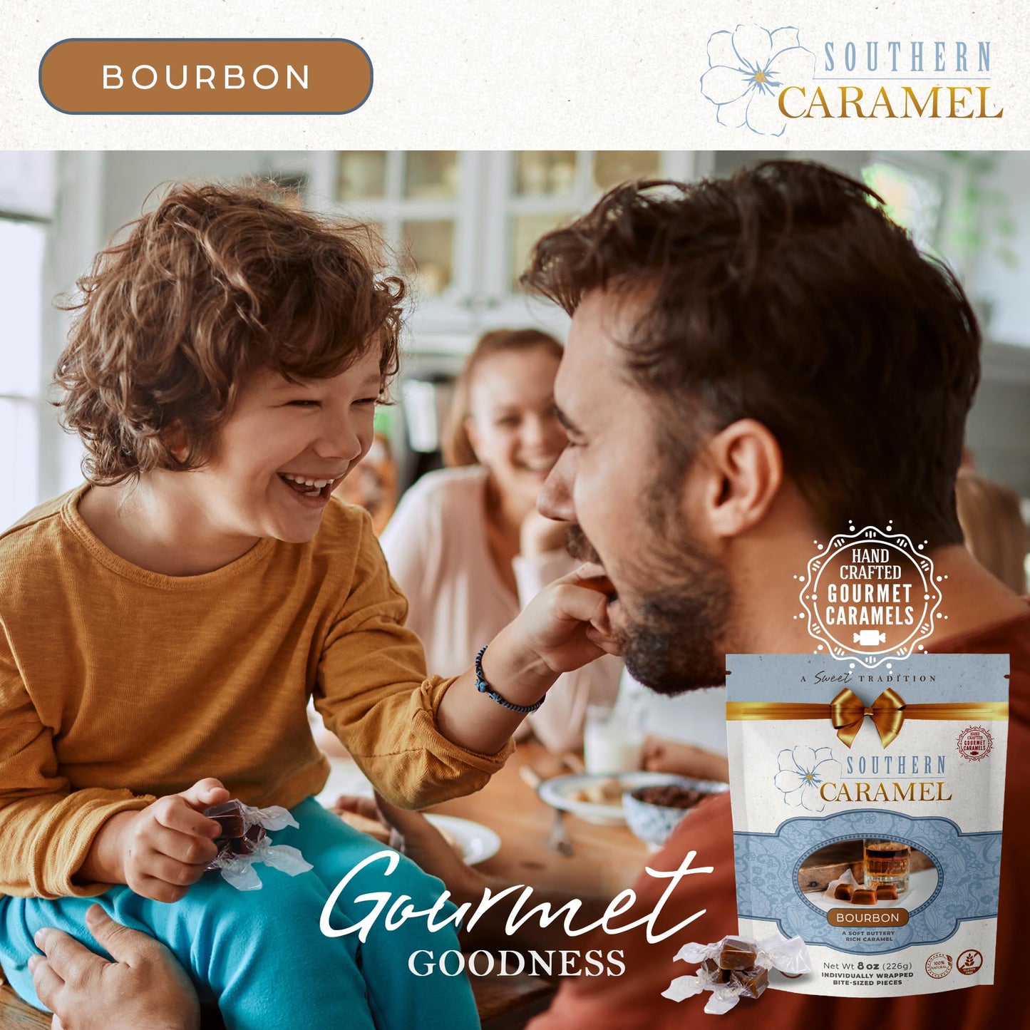 Southern Caramel Spirit-Inspired Flavor Caramels, Soft Buttery Gourmet Caramel Candy Infused With Smooth, Top-Shelf Spirit-Inspired Flavor, Handcrafted, Small Batch, Gluten Free, No Corn Syrup, Wrapped, Gift Ready Pieces, 8 Oz (Pack Of 1)