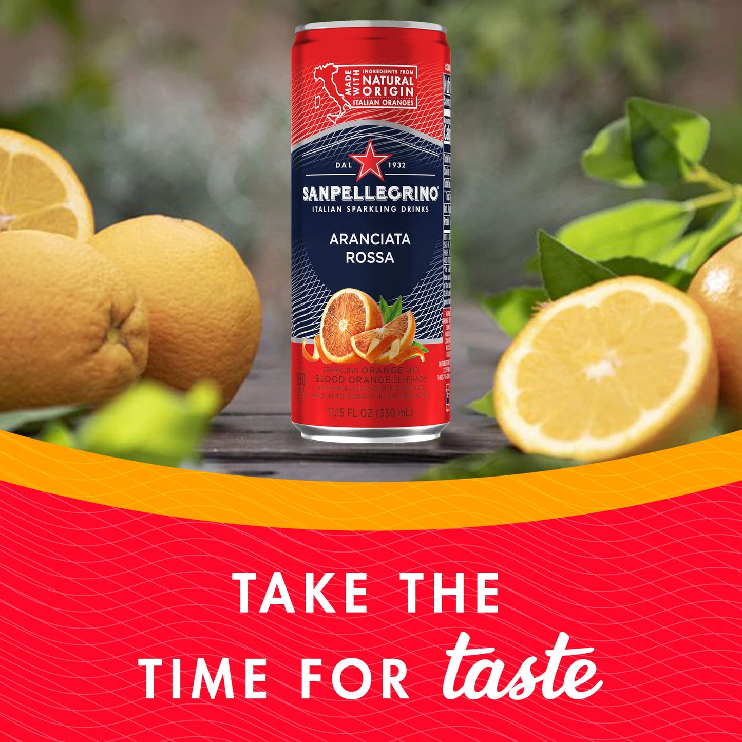 Sanpellegrino Italian Sparkling Drink Aranciata Rossa, Sparkling Orange and Blood Orange Beverage, 11.15 Fl Oz Can