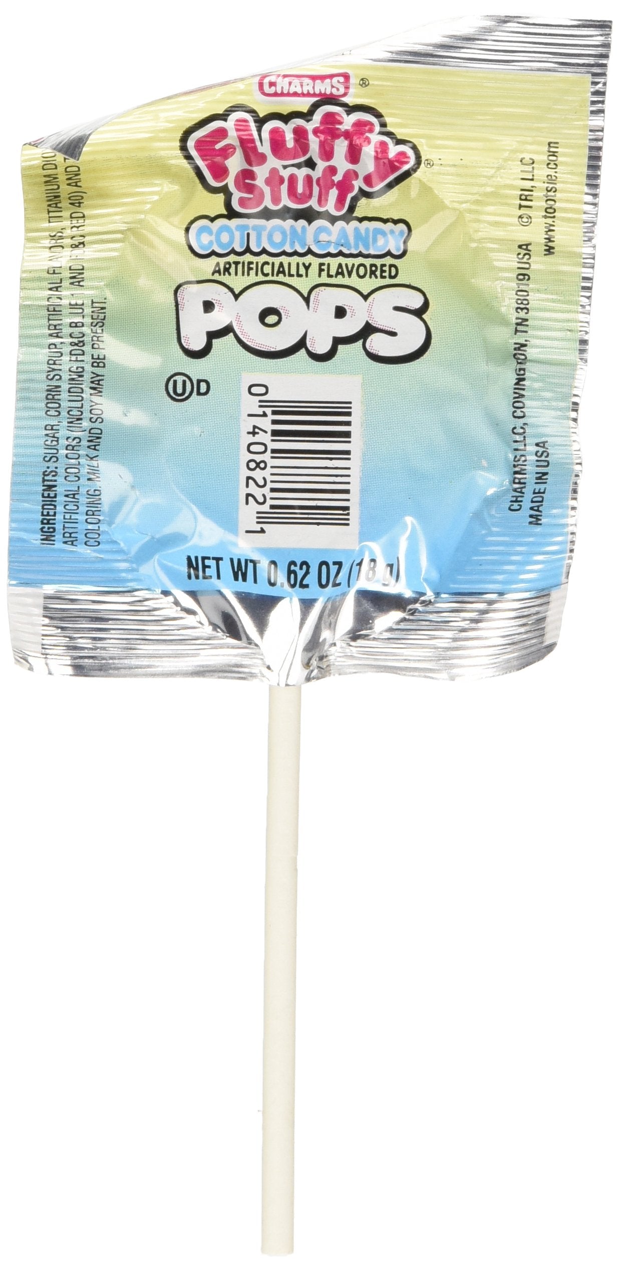 Charms Fluffy Stuff Cotton Candy Lollipops- (Pack Of 48)