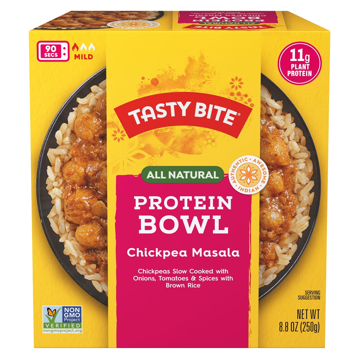 Tasty Bite Indian Style Chickpeas & Rice Bowl, 8.8 Ounce, Pack of 6, Ready to Eat, Organic Brown Rice, Microwaveable, Vegan
