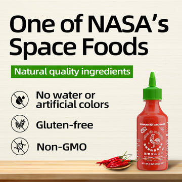 The Original Huy Fong Sriracha, 9 Oz Rooster Sriracha Chili Sauce, Spicy Flavor Hot Sauce W/Chili Pepper, Sriracha Chili Paste F