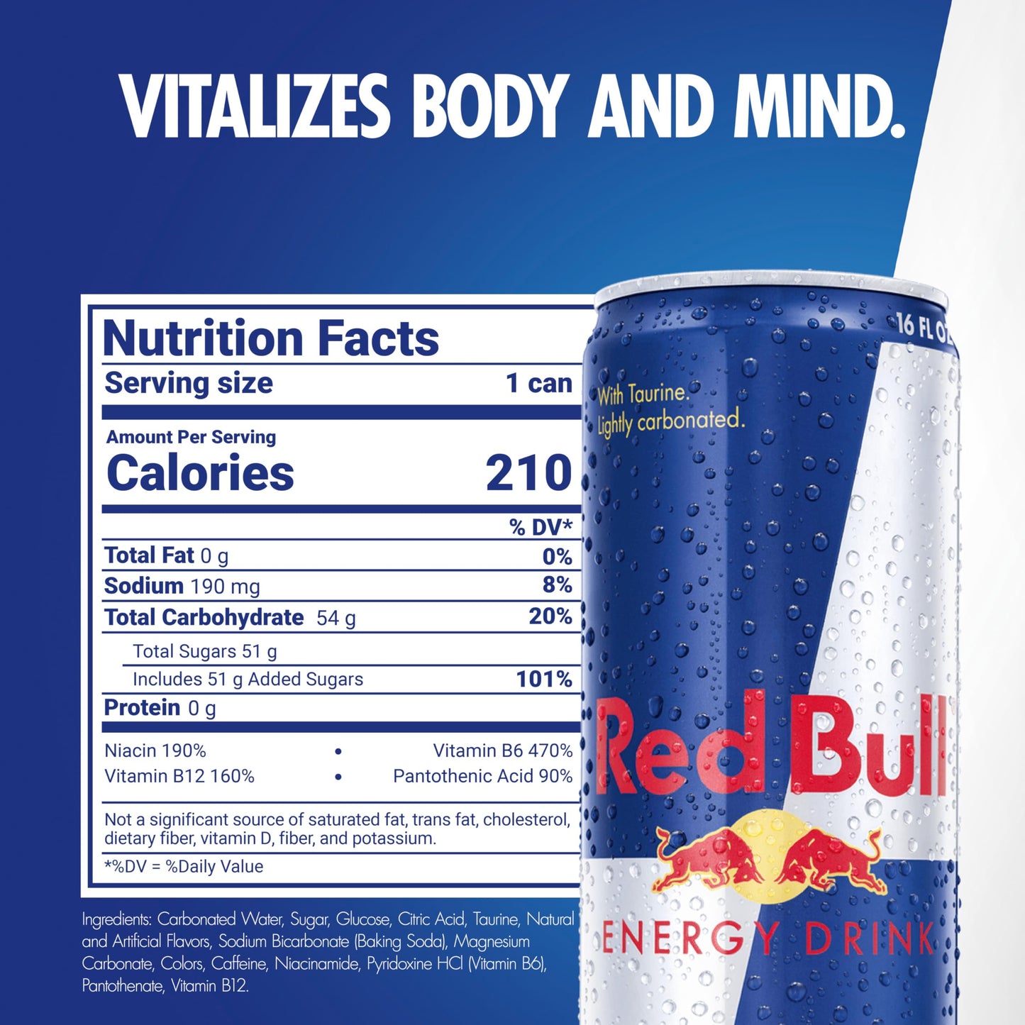 Red Bull Energy Drink, 151mg Caffeine, Taurine & B Vitamins, 16 Fl Oz, 12 Pack, Model RB33049
