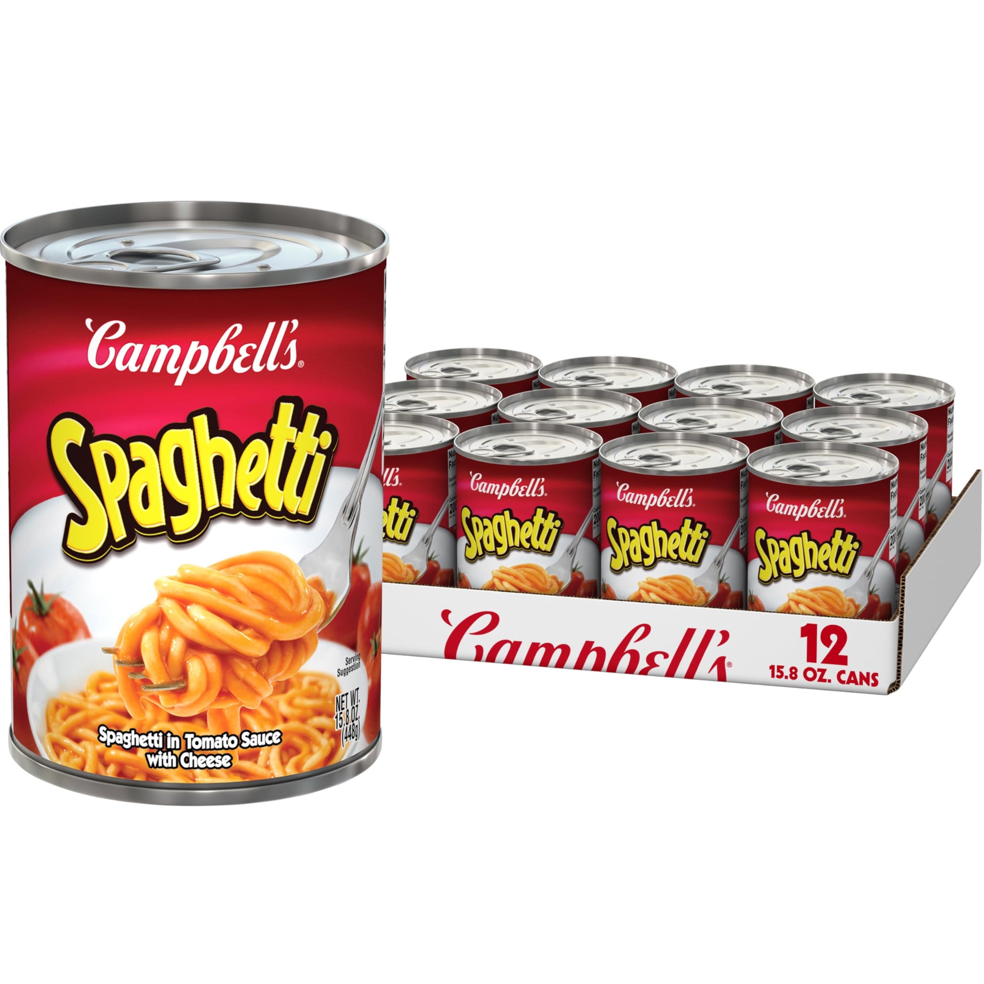 Campbell s Canned Spaghetti, Snacks for Kids and Adults, 15.8 OZ Can (Pack of 12)