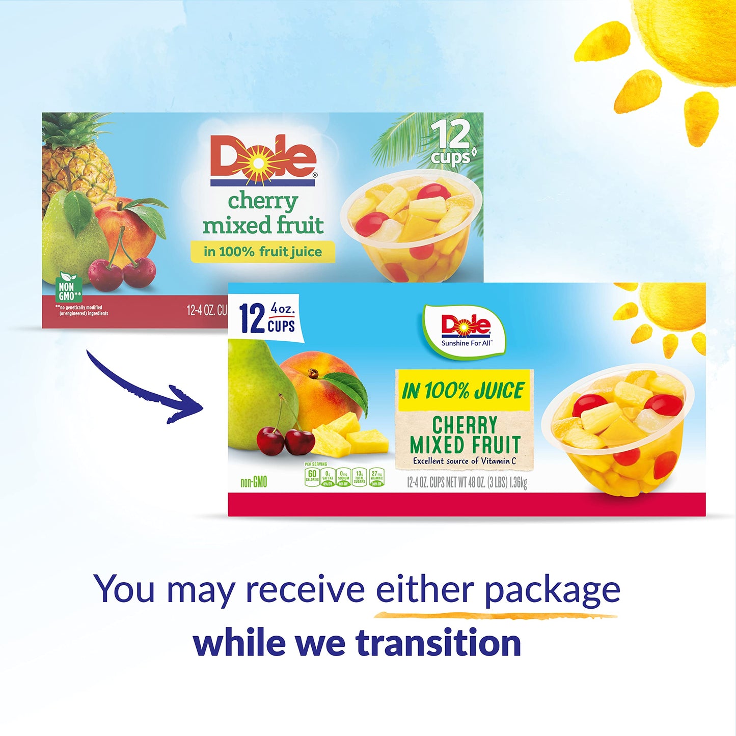 Dole Fruit Bowls Snacks Cherry Mixed Fruit in 100% Juice Snacks, 4oz 12 Total Cups, Gluten & Dairy Free, Bulk Lunch Snacks for K