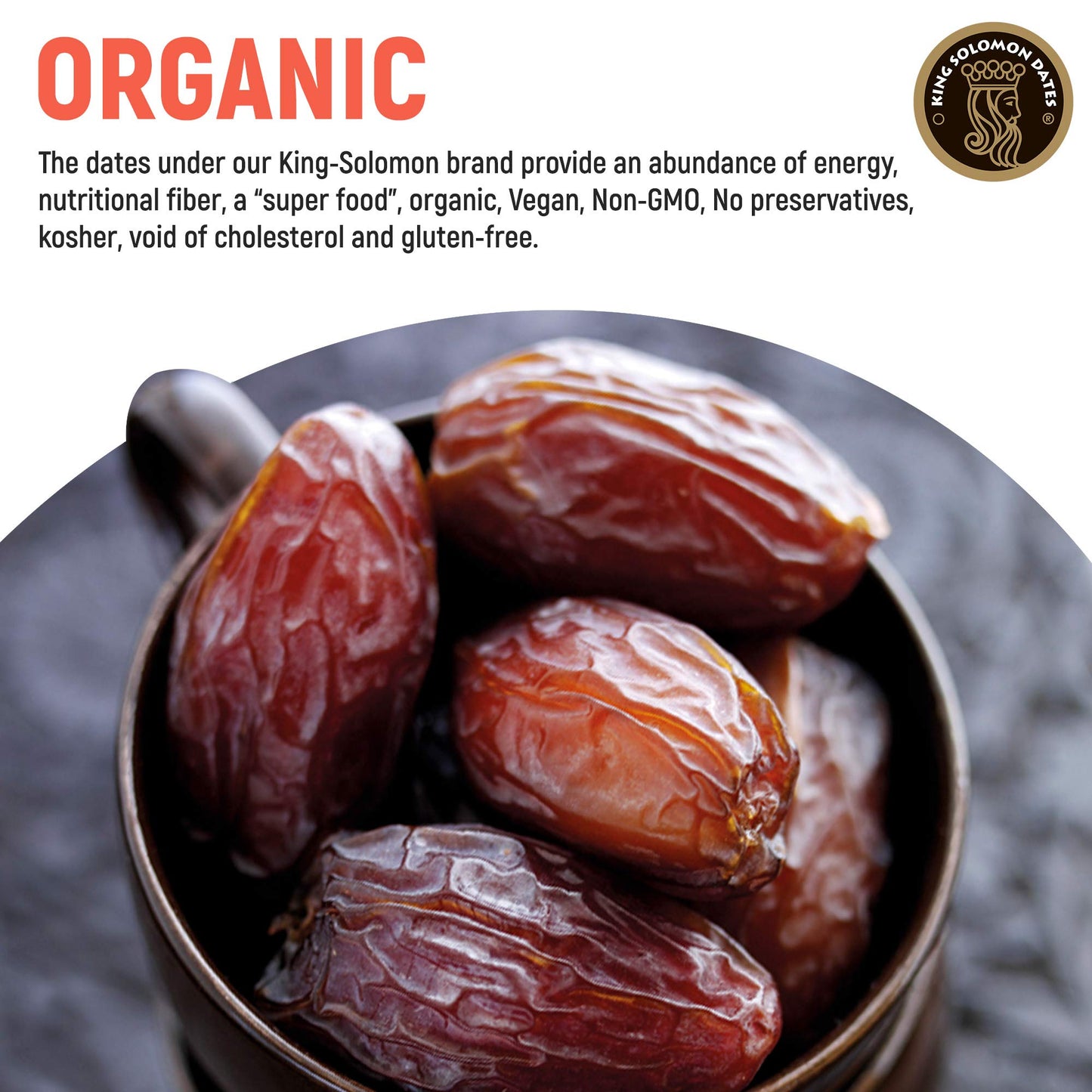 King Solomon 100% Organic Premium Medjoul (Medjool) Dates, 2.2Lbs