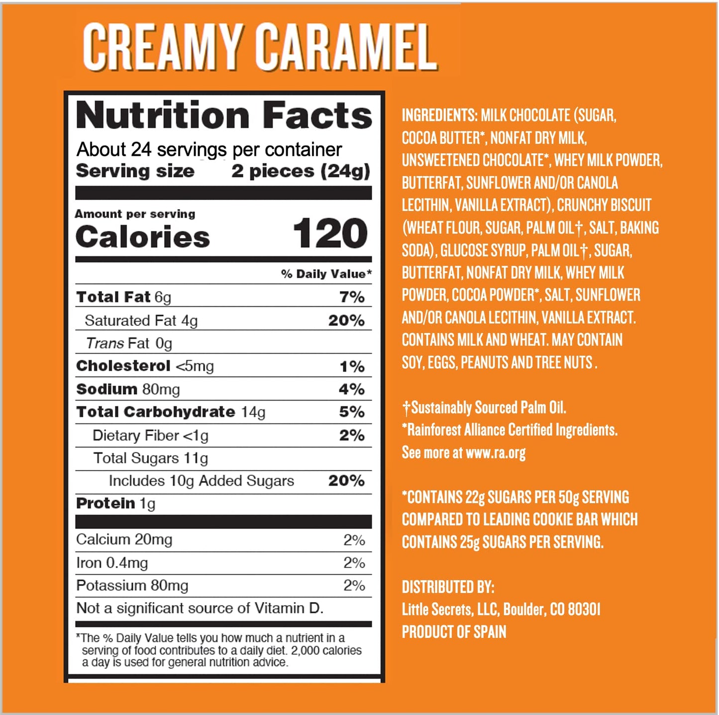 Little Secrets Milk Chocolate Caramel Cookie Bars | 48 Minis | Made In Europe | Nothing Artificial & No Sugar Alcohols | Sustain
