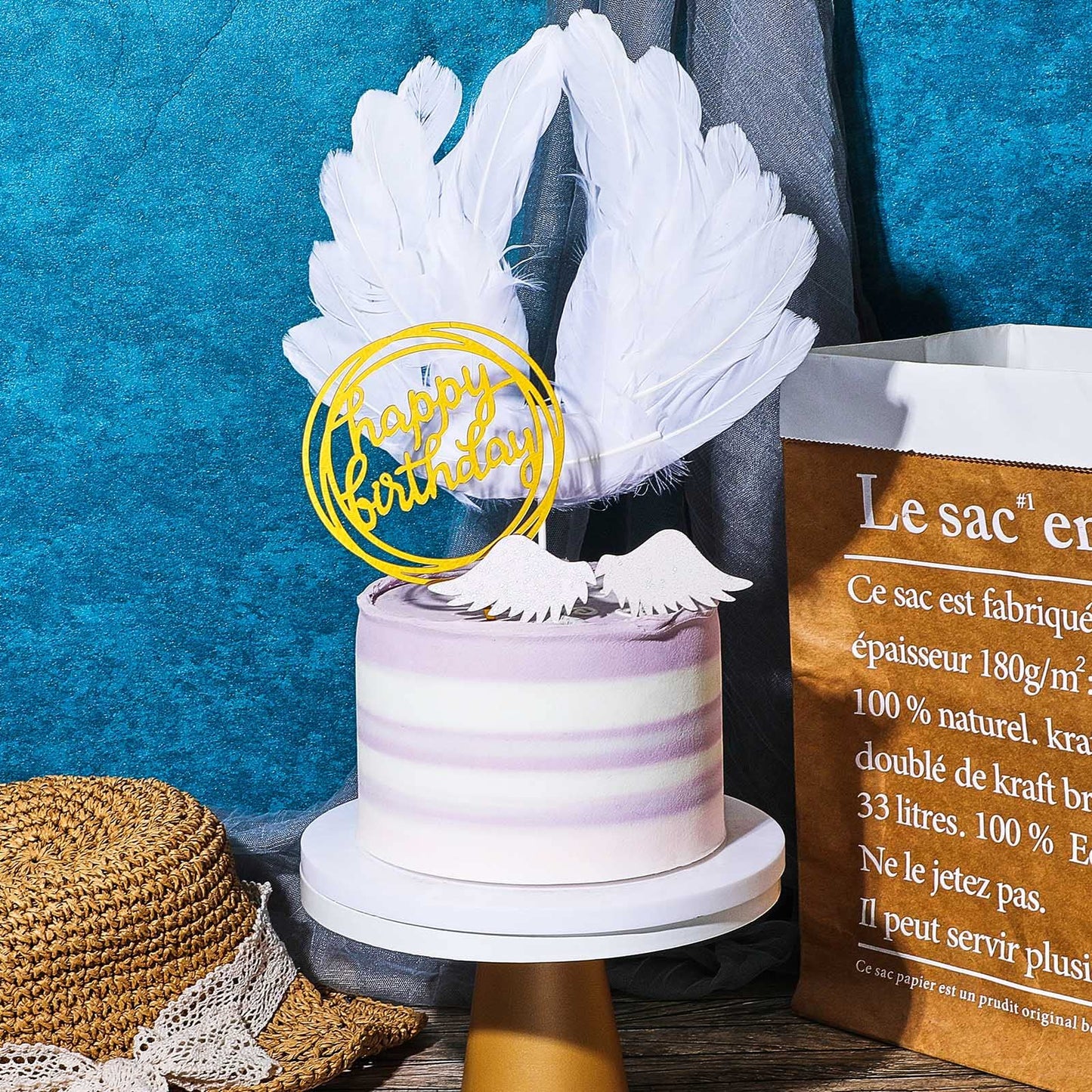 Chunful 51 Pieces Angel Cake Topper White Angel Cupcake Toppers Baby Angel Cake Topper Wafer Cupcake Toppers Cake Decoration For