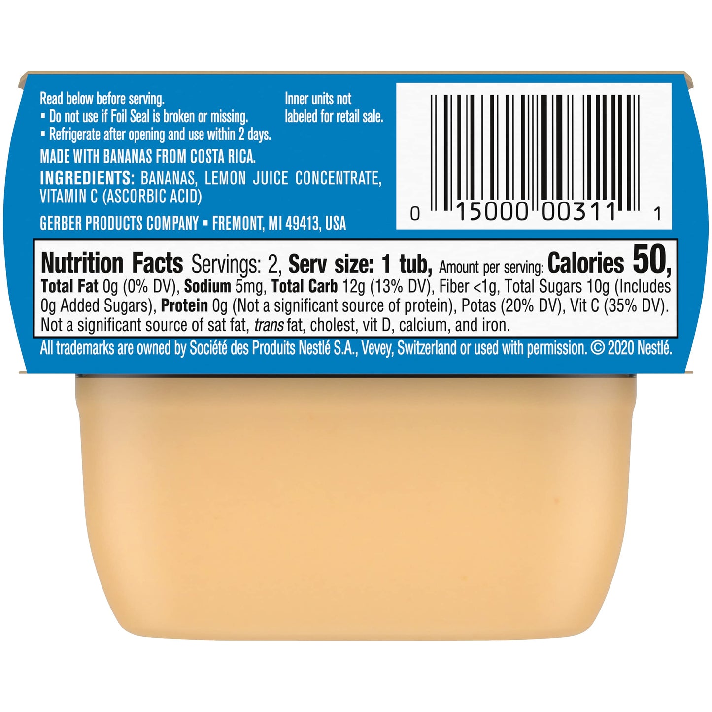 Gerber Banana Puree Baby Food, 4 Fl Oz