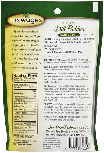 Mrs. Wages Create Dill Pickles Pickle Mix - 6.5 oz