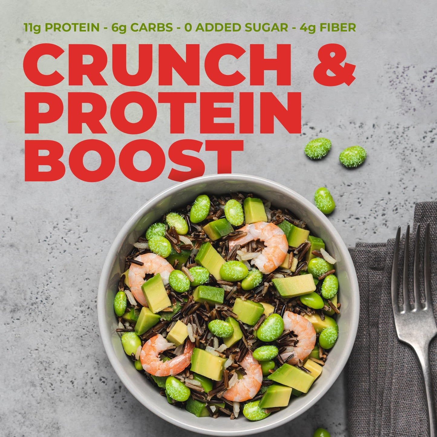 Crunchy Dry Roasted Edamame Beans Snack By Zest Delites, Sriracha, Vegan, Low Calorie (110Cal) High Protein Snacks (11G), Low Ca