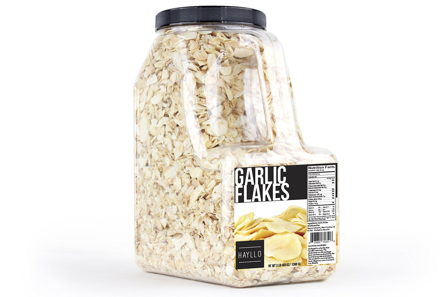 Hayllo All Natural Dehydrated Garlic Flakes Dry Slice Dried Garlic, 3 Pound