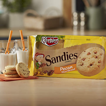 Keebler Sandies Cookies, Pecan Shortbread, Family Size, 17.2 oz Tray