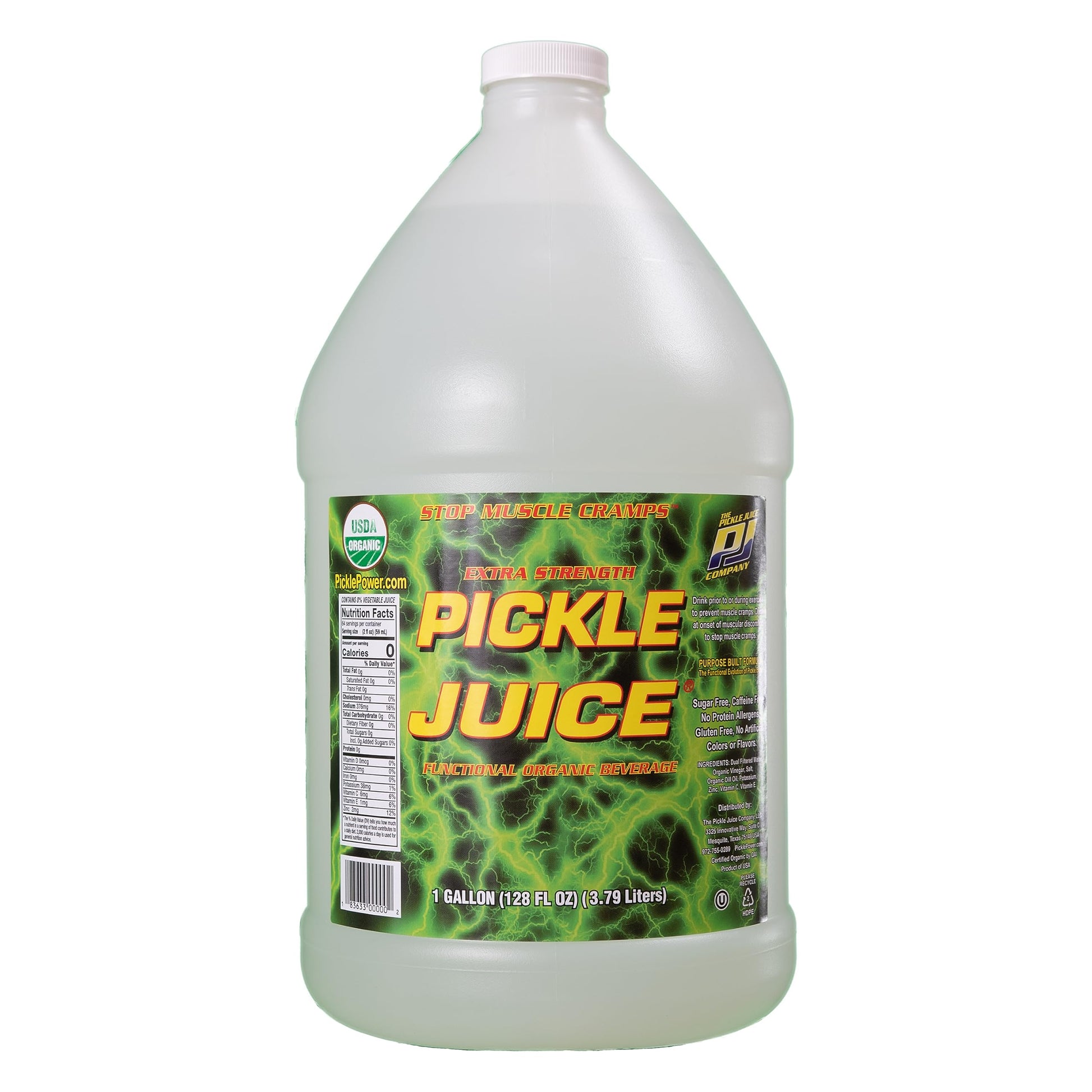 Pickle Juice Sports Drink - Extra Strength Electrolyte, 1 Gallon, Transparent, Relieves Cramps, Bulk Size