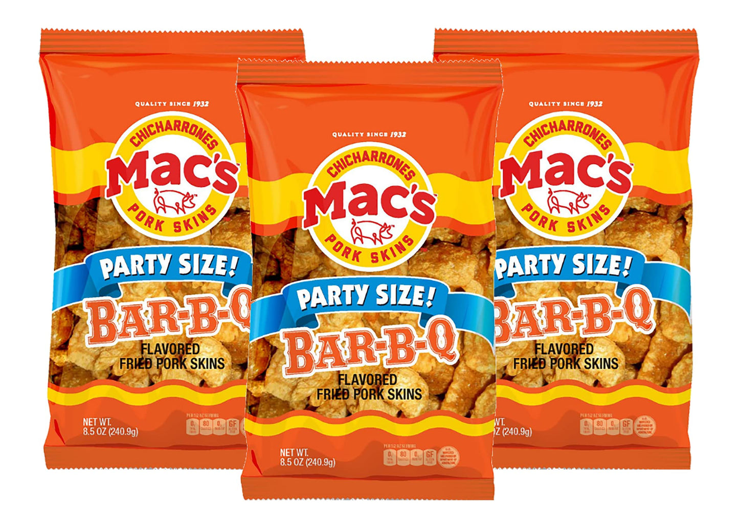 Mac s BBQ Pork Skins, 8.5 Ounce (Pack of 3)