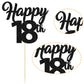 3Pcs Happy 18Th Cake Toppers Black Glitter Number 18 Cake Decorations Eighteen Birthday Cake Pick Decorations For Cheers To 18 Y