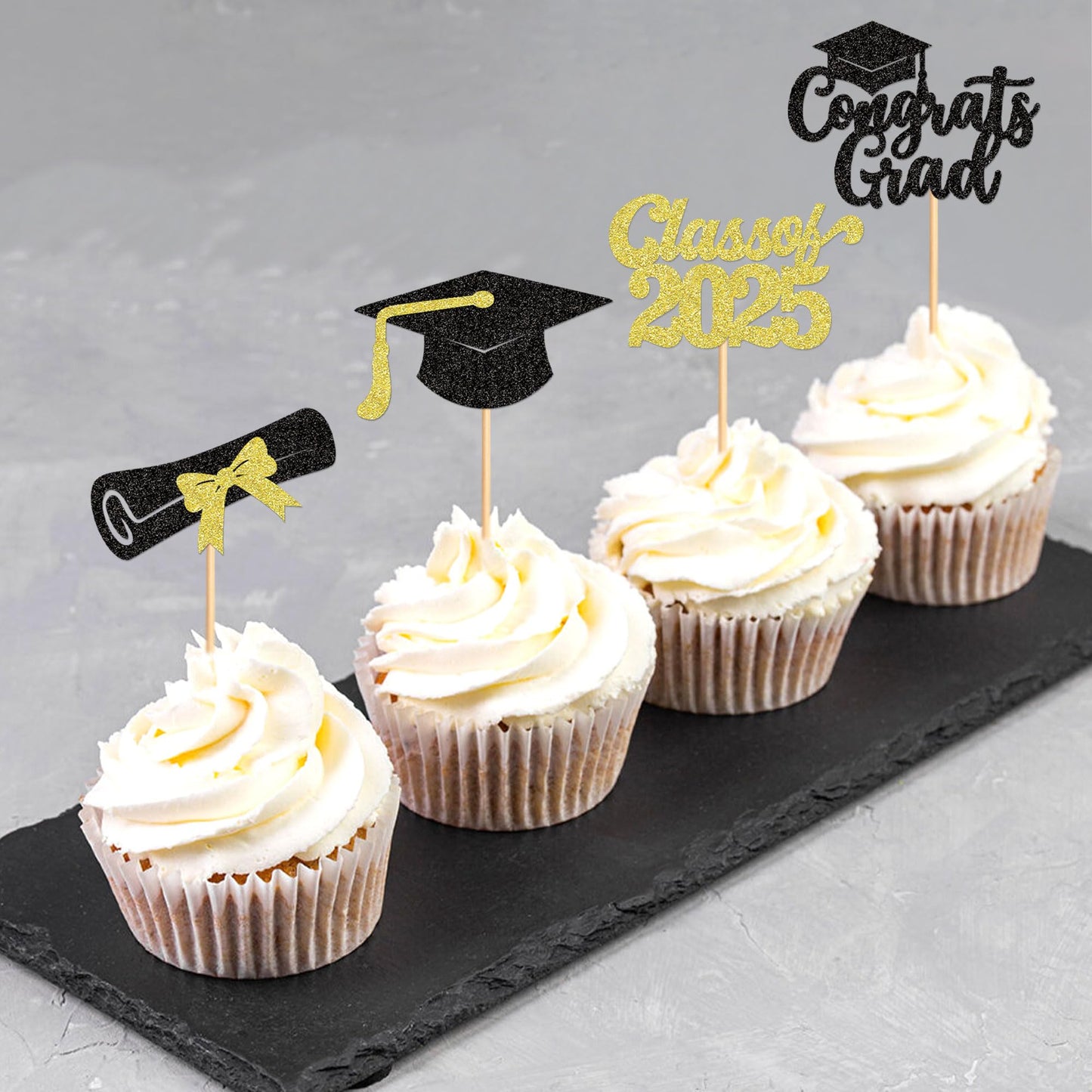 25 Pack 2025 Graduation Cupcake Toppers Class Of 2025 Congrats Grad Cupcake Picks For 2025 Graduation Theme Birthday Party Suppl