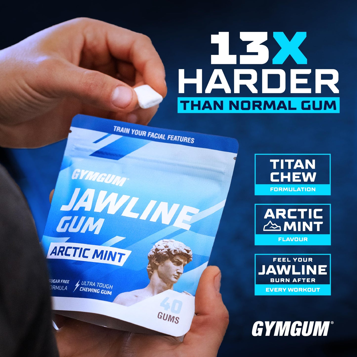 Gymgum Jawline Gum | Hard Chewing Gum For Jaw Strength | Train Your Facial Features - Mewing Jaw Gum | Ultimate Jawline Exercise