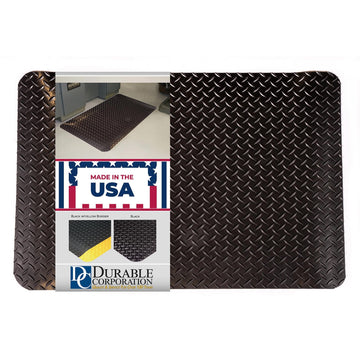 Durable Vinyl Heavy Duty Diamond-Dek Sponge Industrial Anti-Fatigue Floor Mat, 3' X 5', Black