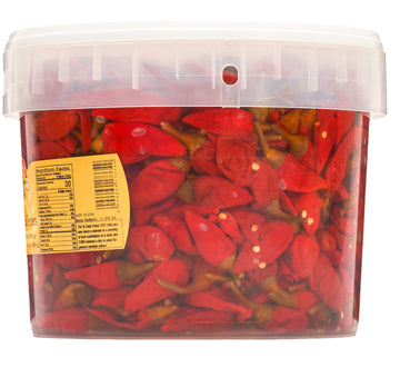 Calabrian Chili Peppers, Whole, In Oil, Bulk Foodservice Tub, 98 Oz, All Natural, Non-Gmo, Product Of Italy