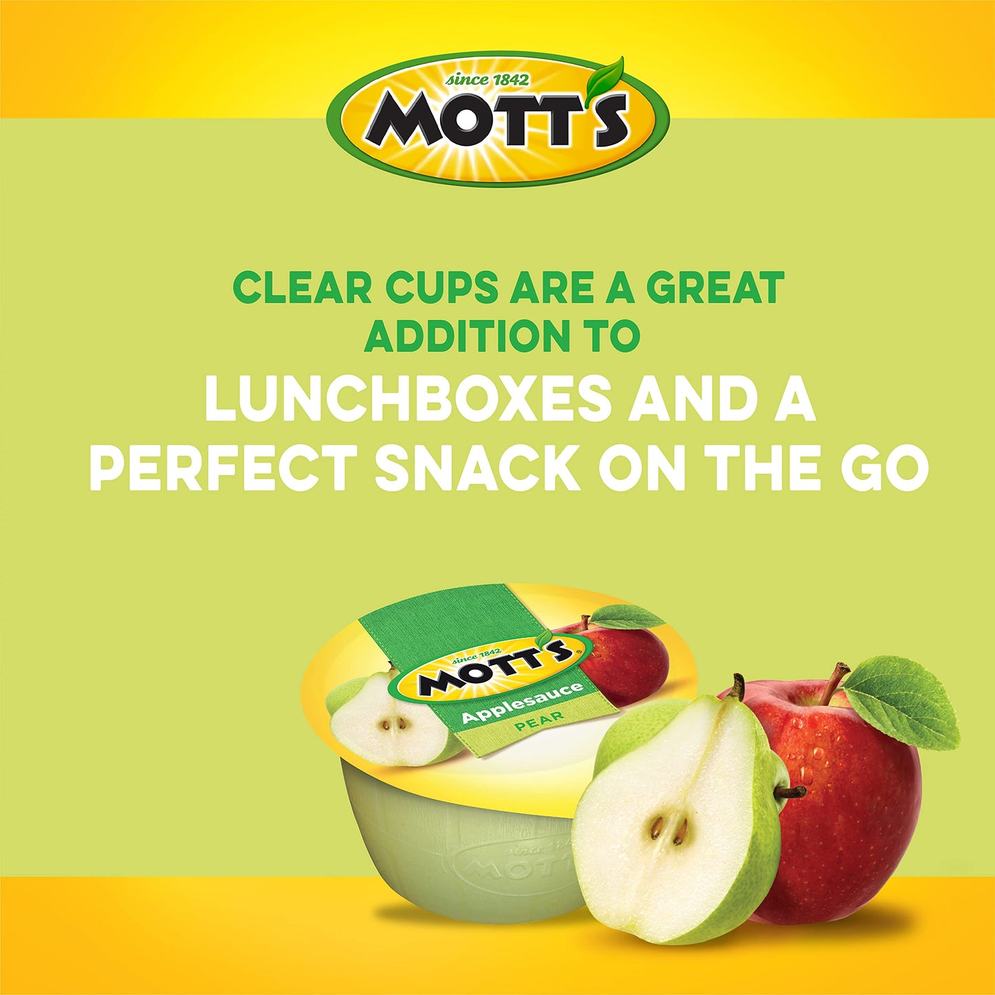 Mott'S Pear Applesauce, 4 Oz Cups, 72 Count (12 Packs Of 6), No Artificial Flavors, Good Source Of Vitamin C, Nutritious Option