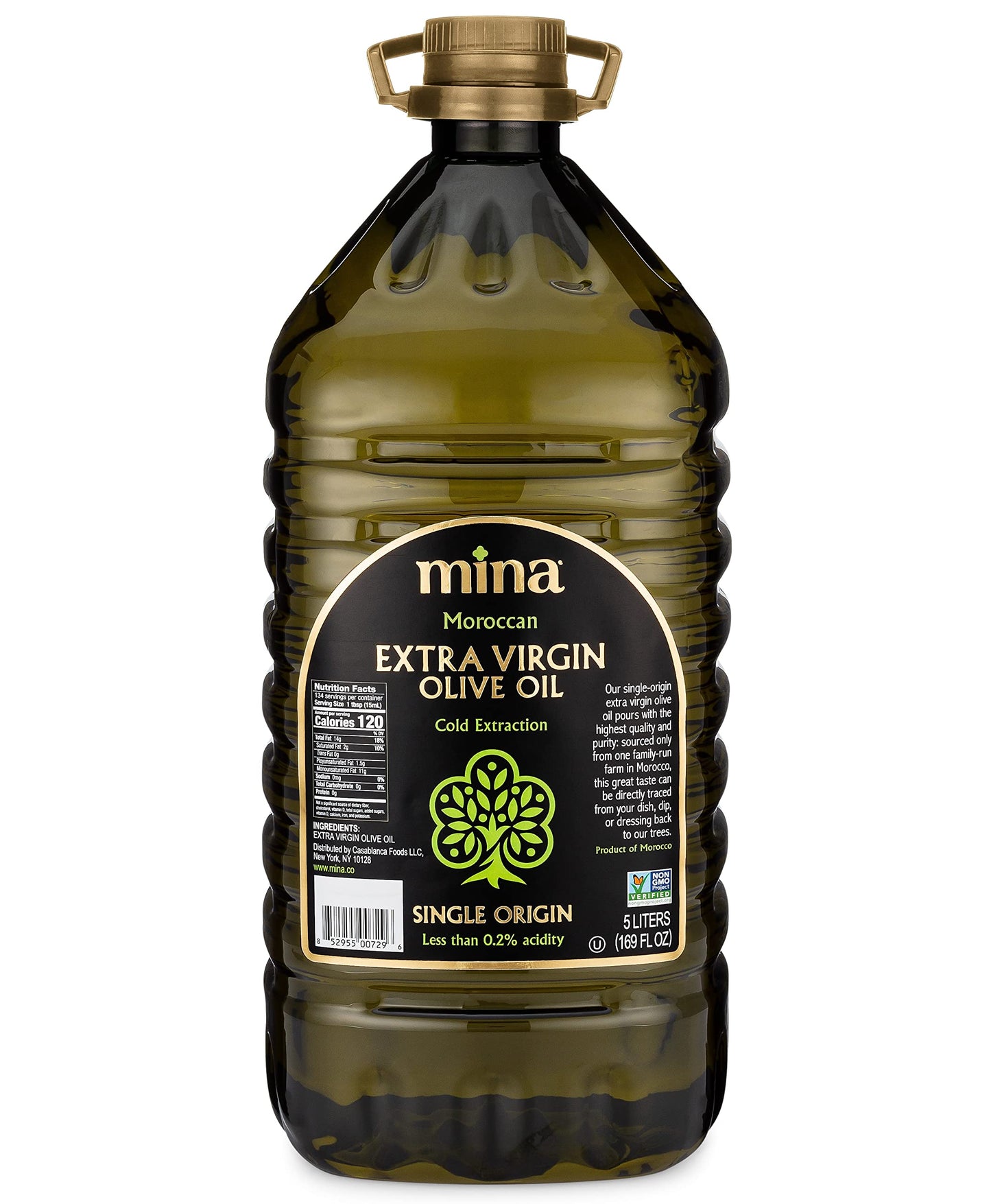 Mina Extra Virgin Olive Oil, Polyphenol Rich, Cold Extraction, 169 Fl Oz