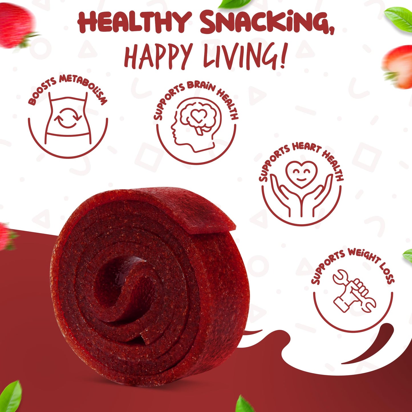 Essence 97 Fruit Roll Ups - Vegan, Non-GMO, No Added Sugar, Strawberry, 16 Count