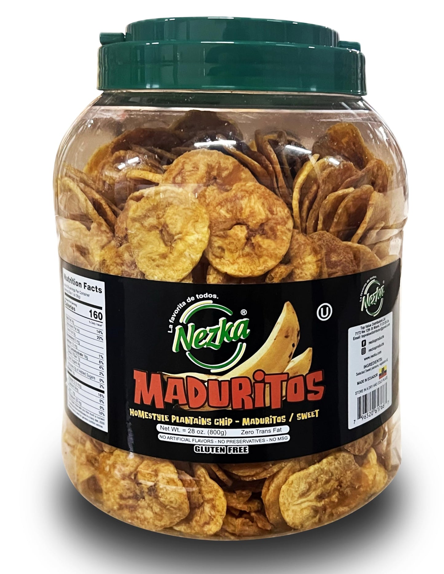 Nezka Sweet Plantain Chips - Delicious Crunchy Snacks And Side Dish - Jar Of 28 Oz