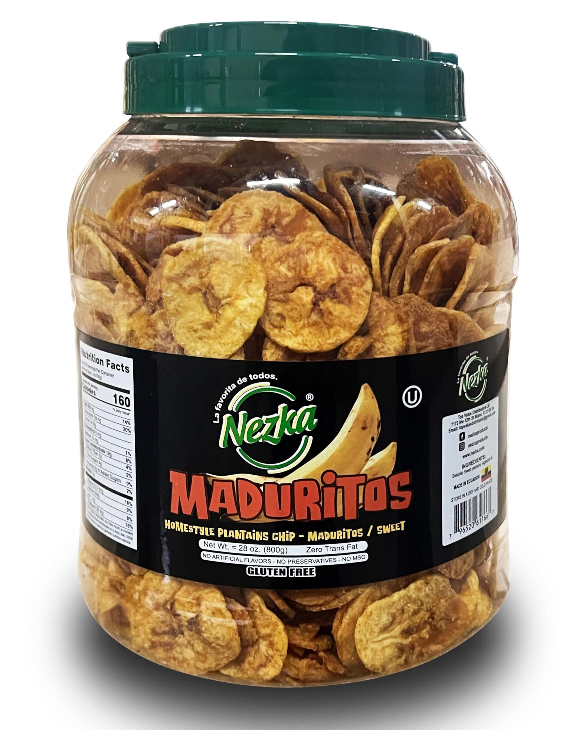 Nezka Sweet Plantain Chips - Delicious Crunchy Snacks And Side Dish - Jar Of 28 Oz