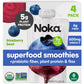 Noka Superfood Smoothie Pouches (Blueberry Beet) 4 Pack, with Plant Protein, Prebiotic Fiber & Flax Seed, Organic, Gluten Free, 