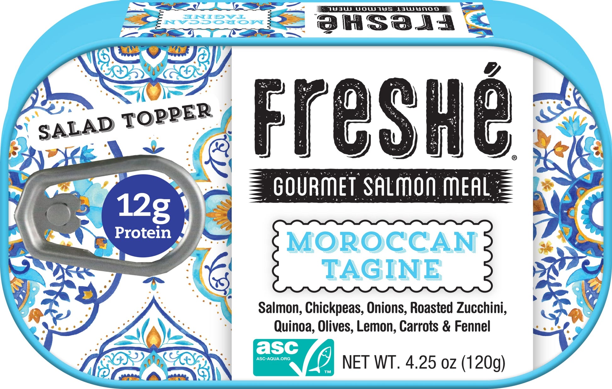 Freshé Canned Salmon Moroccan Tagine (10 Pack) - Mediterranean Style Atlantic Salmon In Olive Oil - Sustainably Farmed Tinned Fish (4.25Oz Cans)