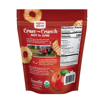 Gourmet Nut Simple Slices Organic Baked Apple Chips, USA Grown Apples, No Added Sugar, Red Apples, 3.5oz bags, Pack of 3, 10.5oz