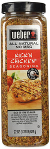 Weber Kick'N Chicken Seasoning 22 Oz. Made With Sea Salt - No Msg - Gluten Free - Perfect For Grilling