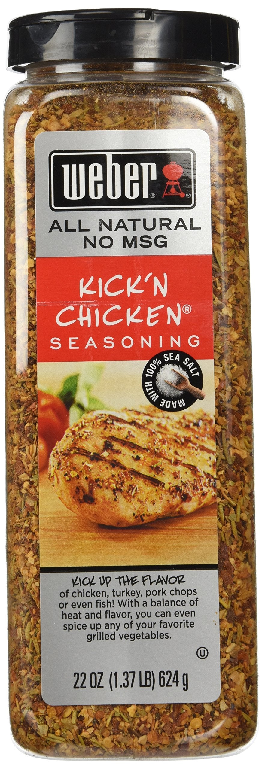 Weber Kick'N Chicken Seasoning 22 Oz. Made With Sea Salt - No Msg - Gluten Free - Perfect For Grilling