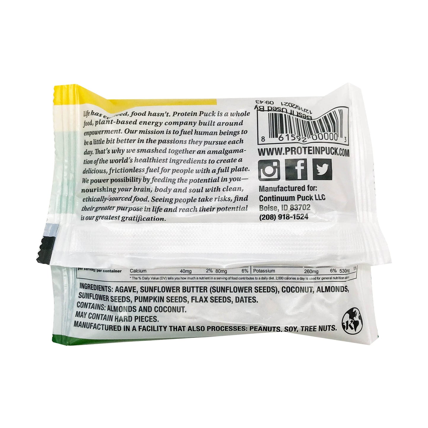 Protein Puck Bar Good Vibes Sunflower 3.25 OZ