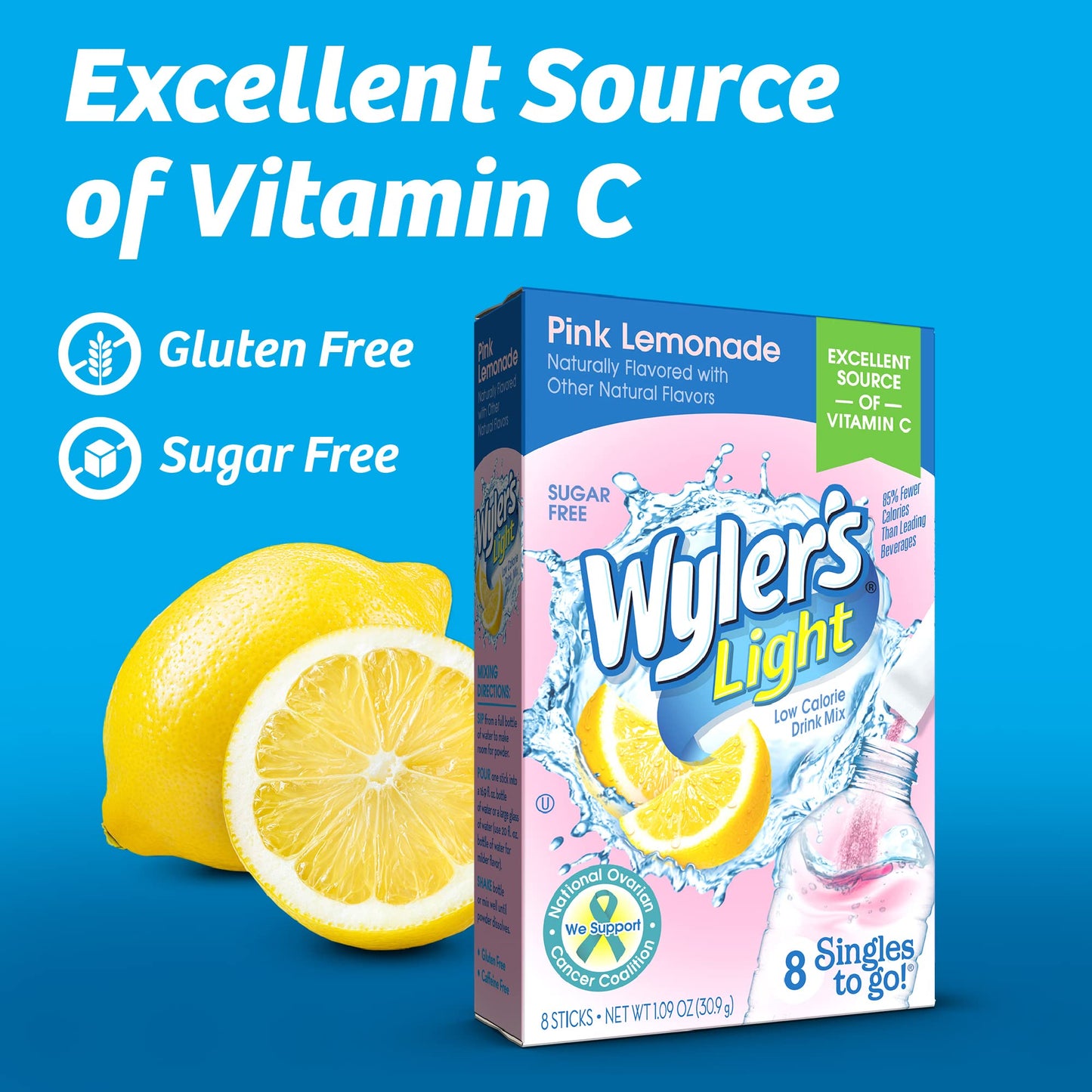 Wyler'S Light Singles To Go Powder Packets, Water Drink Mix, Pink Lemonade, 96 Single Servings (Pack Of 12)