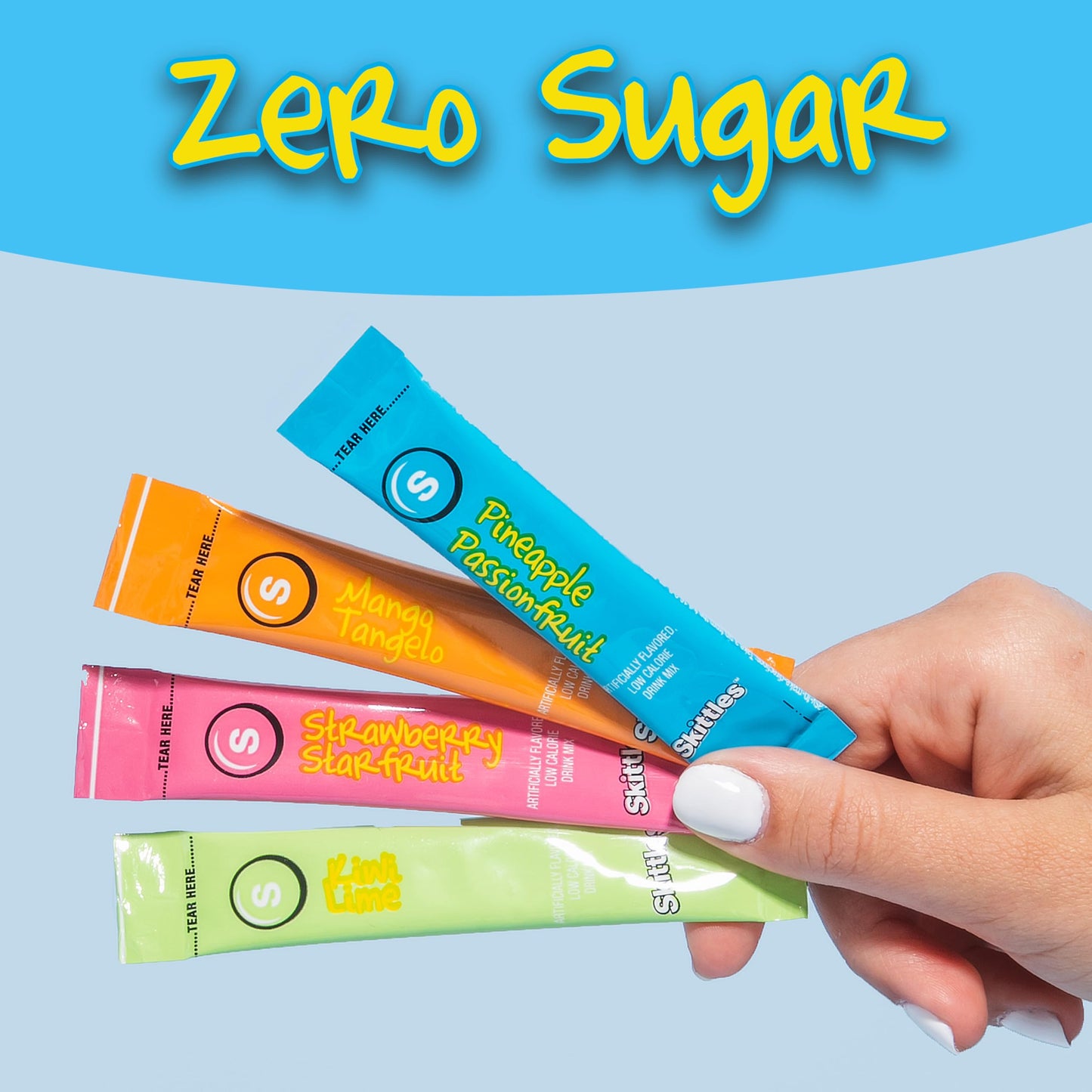 SINGLES TO GO! Skittles Singles To Go Variety Pack, Zero Sugar, Low Calorie, 20 Single Servings, Tropical Flavors, 1.92 Ounce