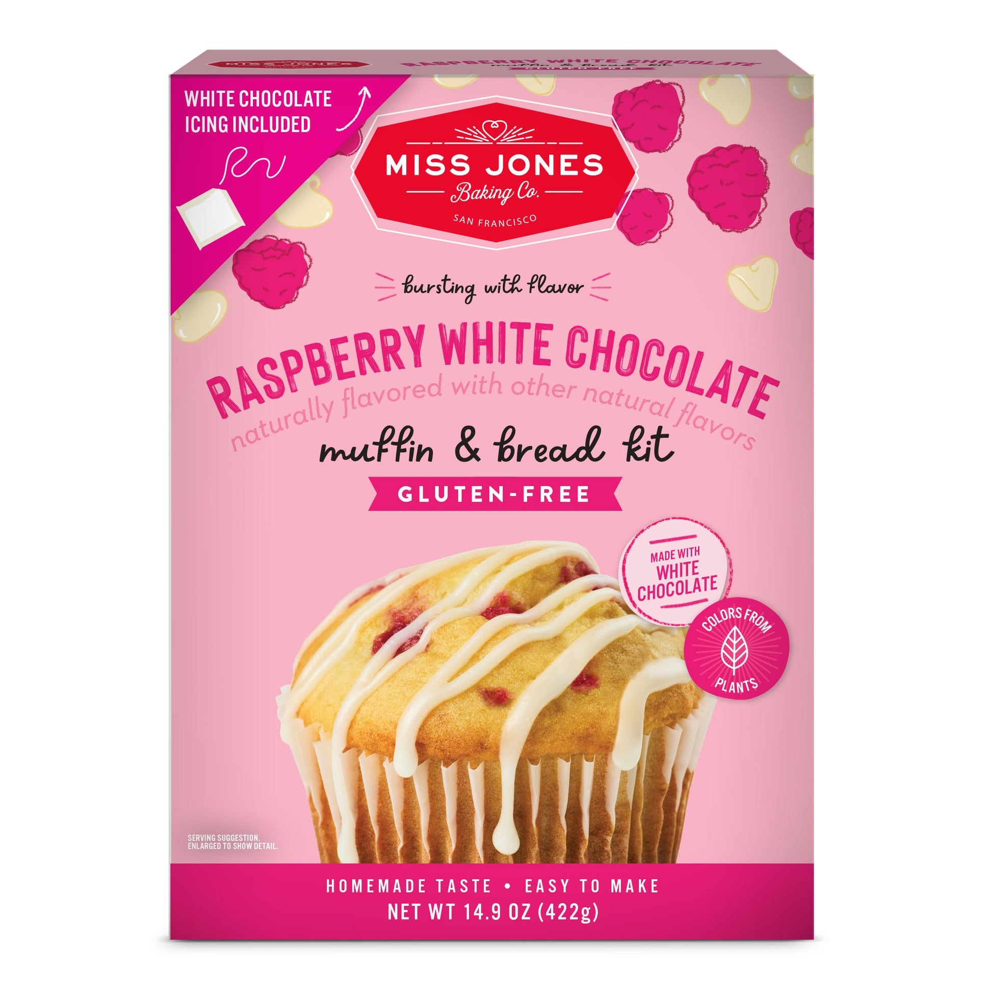 Miss Jones Baking Gluten-Free Raspberry White Chocolate Muffin Kit, 14.9 Ounce