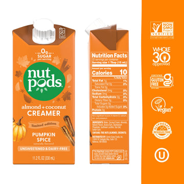 nutpods Pumpkin Spice Creamer - Unsweetened Dairy-Free, Vegan, 11.2 Fl Oz (Pack of 3), Gluten Free, Non-GMO, Kosher