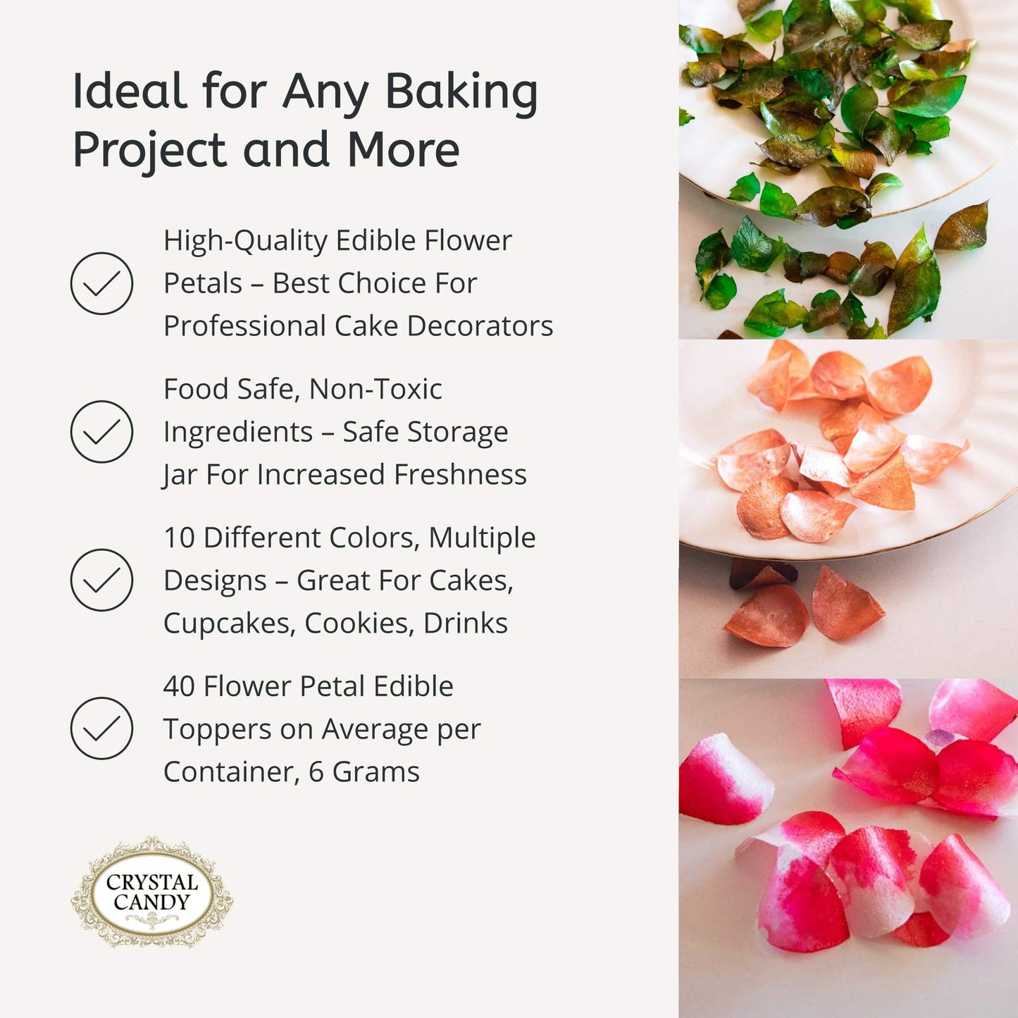 CRYSTAL CANDY Edible Leaves, 6g Jar, Paper Material, Green Leaves