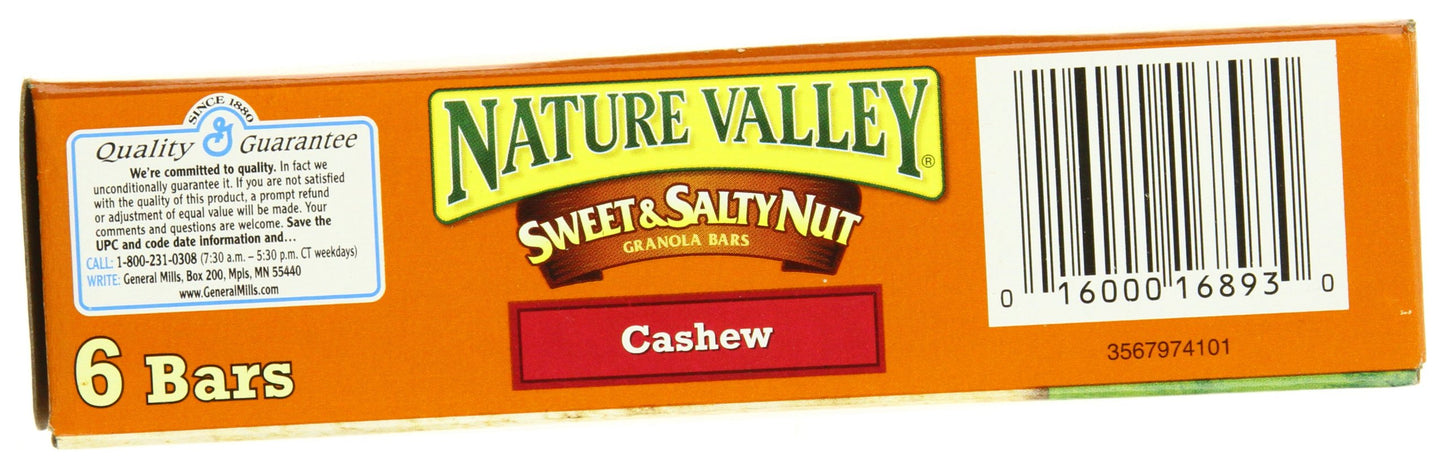 Nature Valley Granola Bars, Sweet And Salty Nut, Cashew, 6 Bars, 7.2 Oz (Pack Of 6)