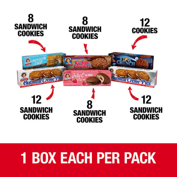 Little Debbie Cookie Variety Pack, 2 Boxes Of Oatmeal Creme Pies, 1 Box Of Fudge Rounds, 1 Box Of Chocolate Chip , 1 Box Of Star