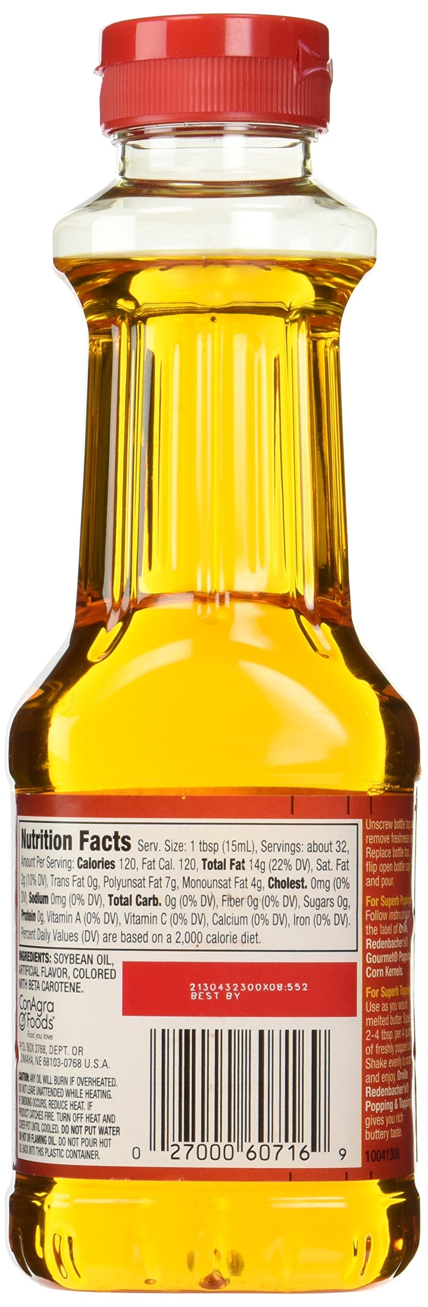 Orville Redenbacher's Butter Flavored Popping Oil, 16 Oz, Pack of 2 - Perfect for Movie Nights and Gourmet Popcorn Lovers