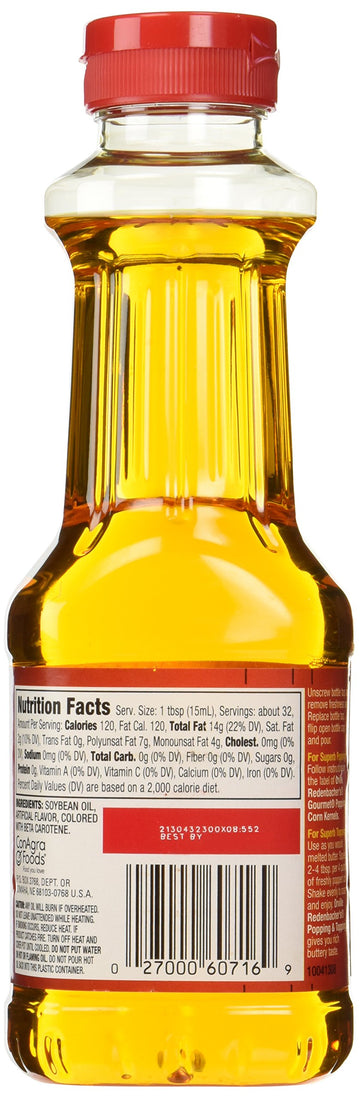 Orville Redenbacher's Butter Flavored Popping Oil, 16 Oz, Pack of 2 - Perfect for Movie Nights and Gourmet Popcorn Lovers