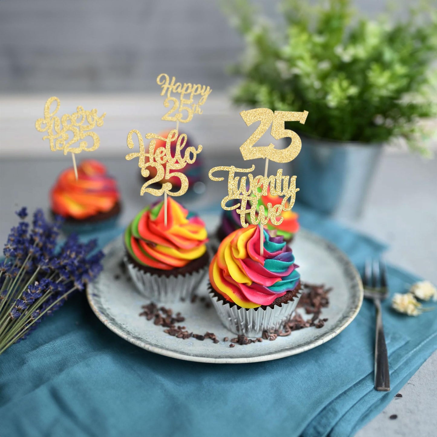 30Pcs 25Th Birthday Cupcake Toppers Twenty Five Legal 25Th Cupcake Picks Cheers To 25 Years Old Cake Decorations For 25Th Birthd