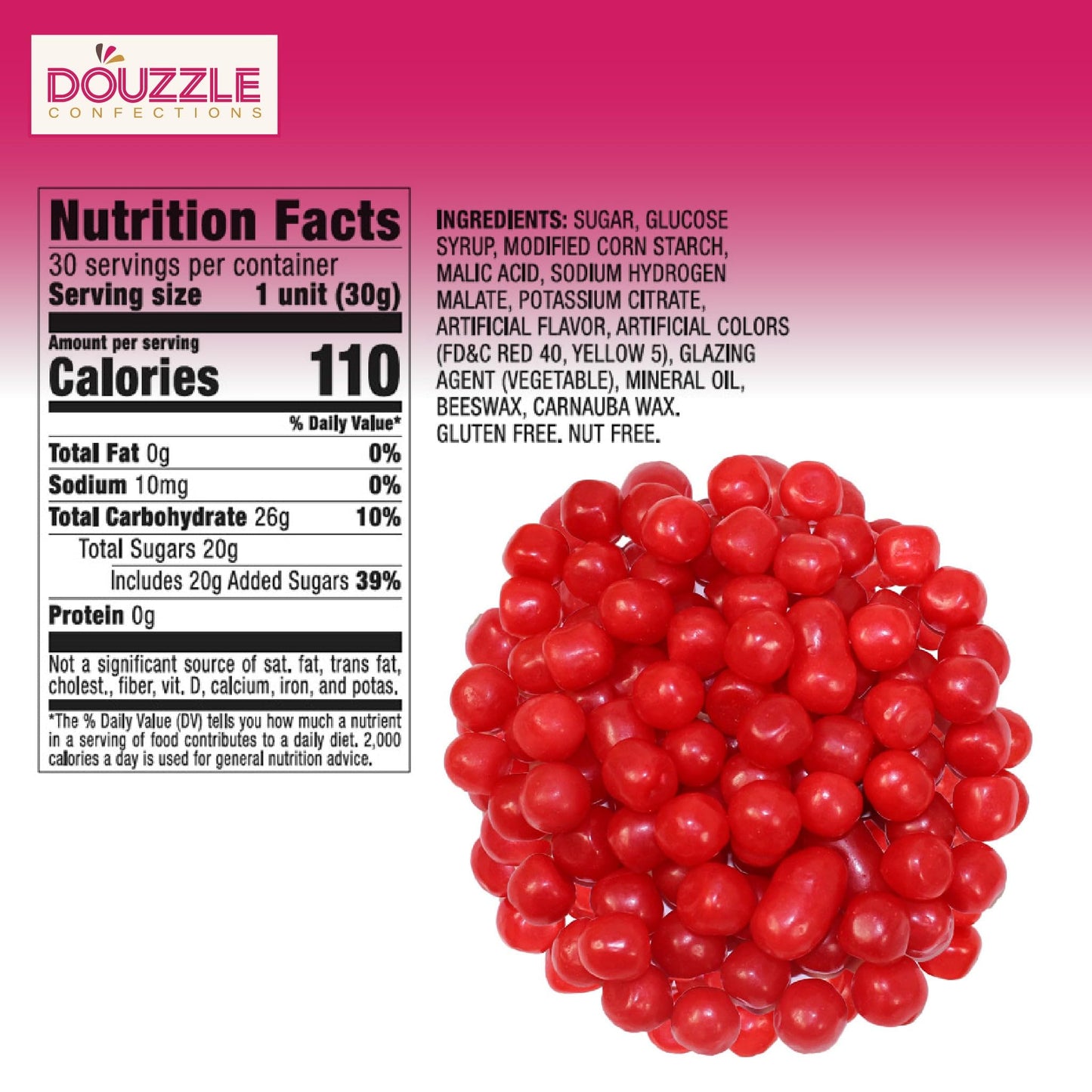 DOUzzle Back To School Cherry Sours Red Candy Balls, Chewy Candies, Mini Packs (30 Count, 1 Pack) Individually Wrapped, Party Fa