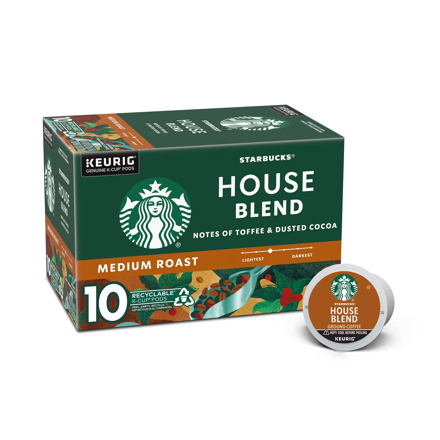 Starbucks K-Cup Coffee Pods, Medium Roast, 100% Arabica, 10 Count, House Blend, Model B0061UQ6ME